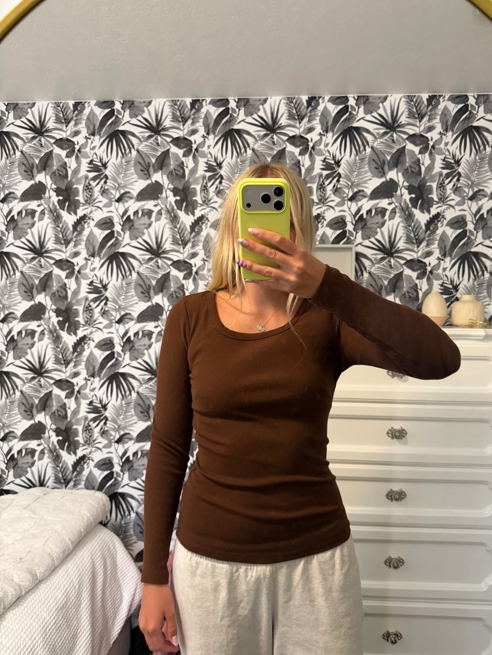 Classic Brown Long-Sleeve Women's Top